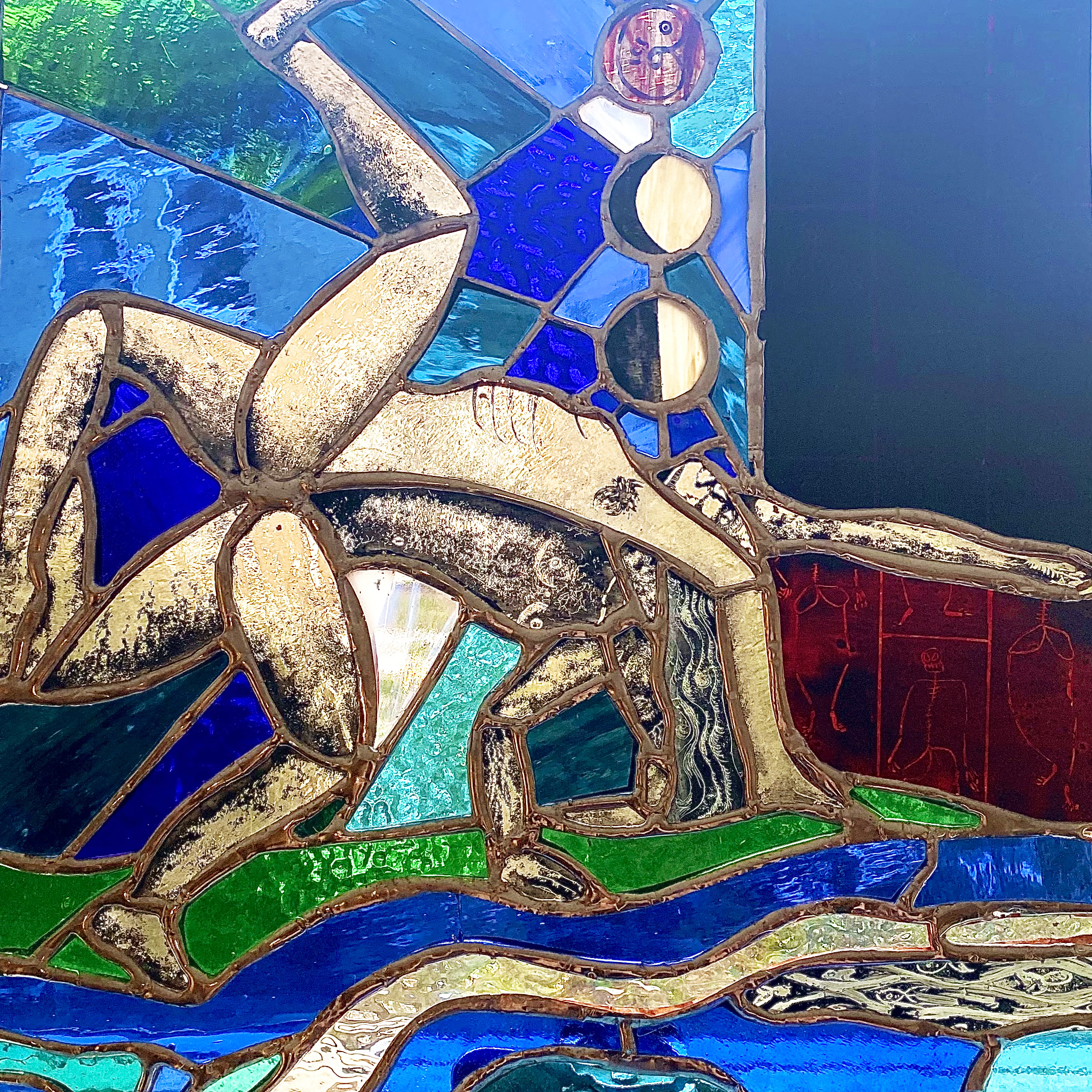 I’ve Got Your Back stained glass panel